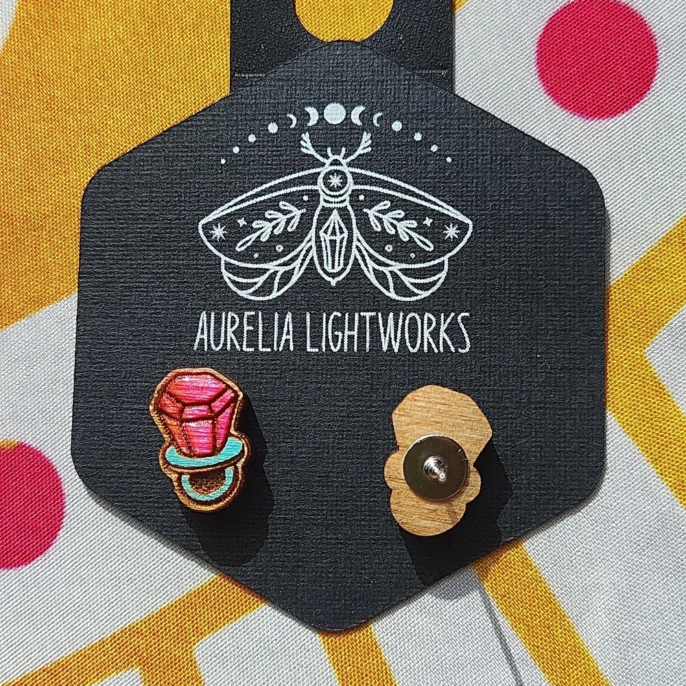 Hand-crafted Pink RING POP stud earrings